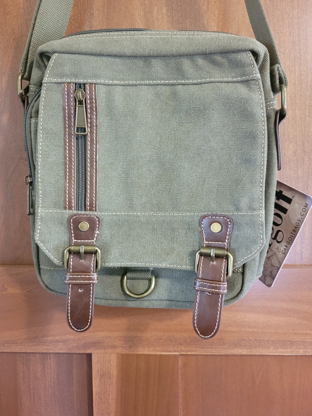 Canvas Crossbody Bag in Olive Green - Casual Everyday Carry - Picture 2 of 11
